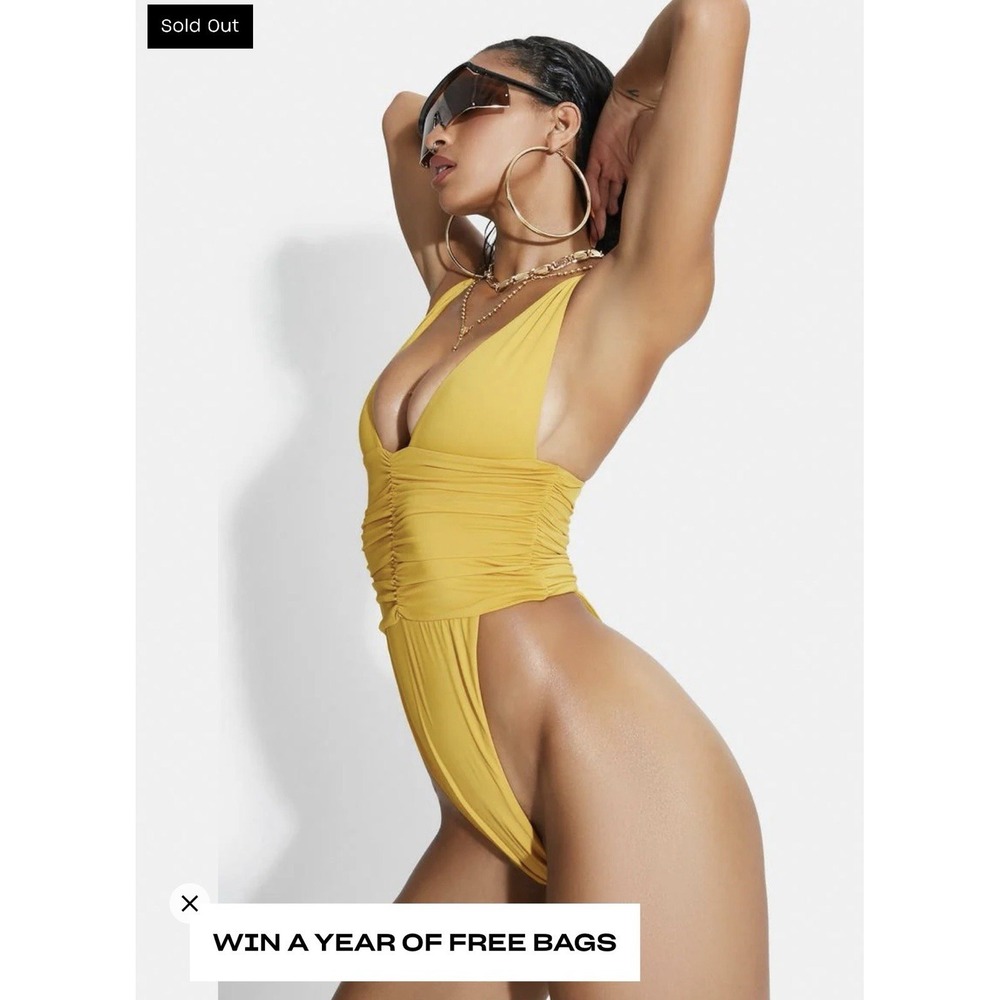 Riot Swim Echo One Piece Thong Swimsuit Poppy Yellow XL NWT Retail $180 - Picture 7 of 8